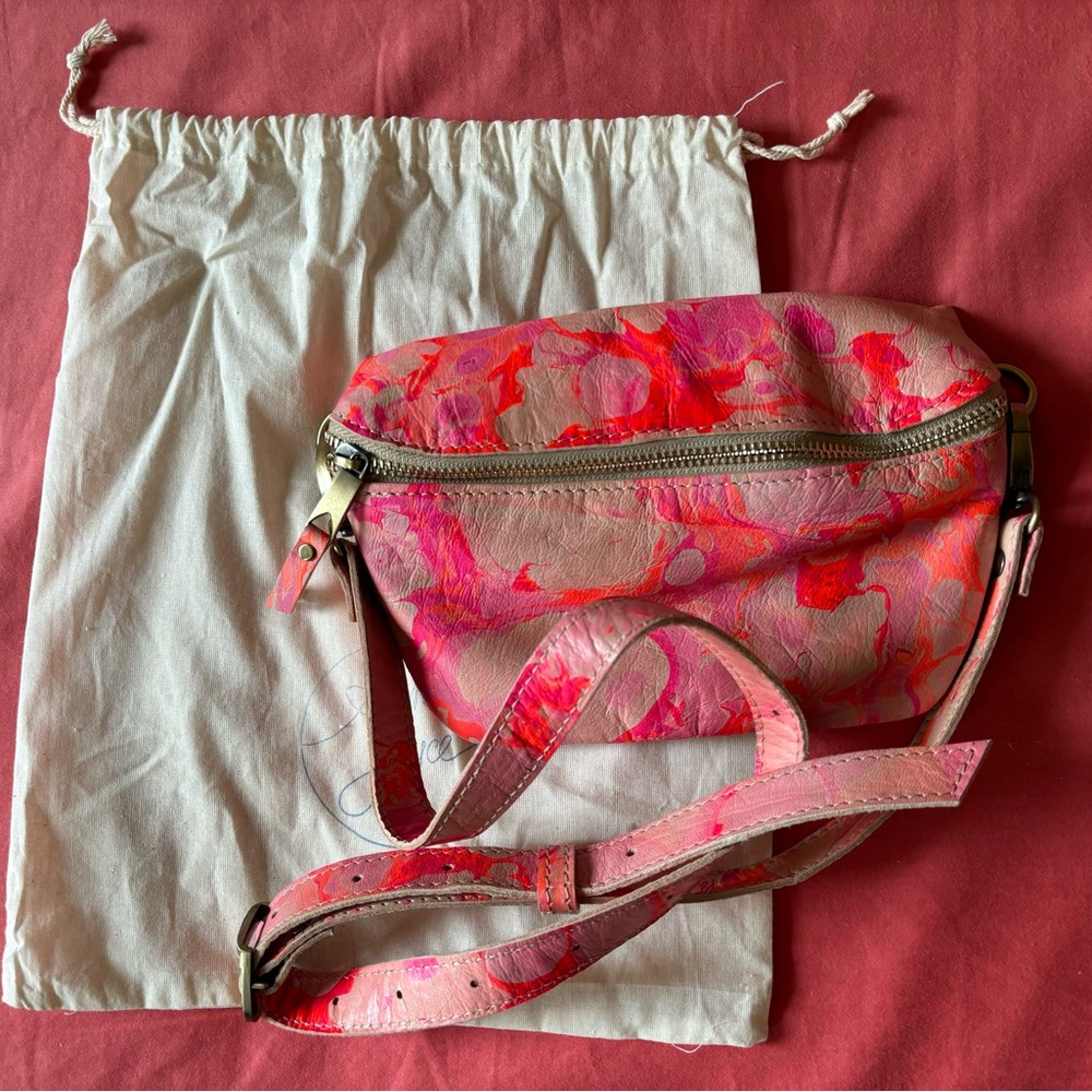 Anna Joyce Handmade Marbled Leather Cross Body Bag